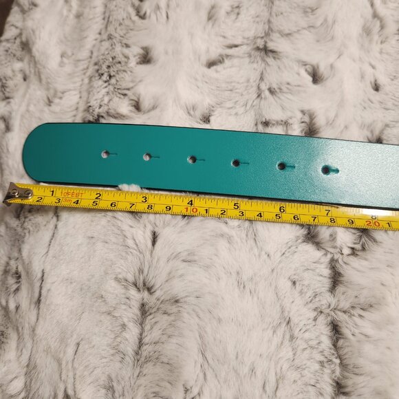 Mario Valentino XL Teal Logo Buckle Belt – Bold Designer Statement Piece